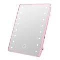 Pink desktop LED makeup mirror with 16 bulbs and touch sensor for professional grooming - 16 LED Beads / Pink Folding Style