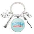 Dental care keychain with toothpaste, toothbrush, and blue cartoon brace charm - Teeth with Braces BRACE (16)