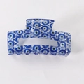 Blue Nazar evil eye print 10cm hair claw clip with high-quality acetate finish - C3-1-13 Blue White Black Marble