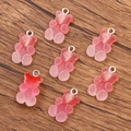 Pendentifs ours en résine dégradé rose avec fini givré et anneaux en métal argenté - Ours Dégradé No.3