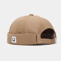 Gorro docker caqui con bordado de sonrisa cuadrada y hebilla de metal ajustable - Ajustable / Caqui