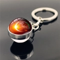 Solar system Earth planet double-sided glass ball keychain with polished alloy base - Earth Sunrise
