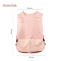 Waterproof rose pink apron with bunny print and coral fleece hand-wiping side pockets - One Size / Rose Pink-Vest Apron-With Wiping