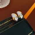 Vista macro de pendientes de frijol plateados en caja de joyería vintage verde - Pendientes de Botón de Frijol con Pin de Plata S925 / Plateado