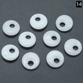 Nine white and light green natural crystal stone donut charms with smooth polished finish - 18mm Side Hole White Jade