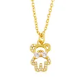 Collier pendentif ours élégant avec zircons pavés et cristal en forme de nœud pour femme - Pendentif Ours avec Noeud
