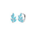 Créoles en argent 925 en forme de feuille avec pierres turquoise de taille marquise - Turquoise (Plaqué Platine)
