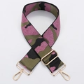 Tracolla larga regolabile per borsa con motivo mimetico intrecciato rosa e oliva - No. 221 Camo Rosa Verde Nero - Gancio Dorato