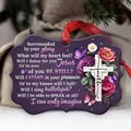 Purple acrylic cross ornament with flowers, butterfly, and faith text for Christmas - Purple Faith-Cross and Roses