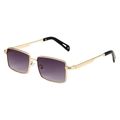 Gafas de sol retro cuadradas con montura dorada y lentes degradadas moradas para conducir - Montura Dorada Doble Gris