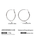 Minimalist 40mm silver stainless steel hoop earrings with waterproof and anti-allergy finish - 40mm / Silver