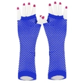 Long fishnet fingerless gloves in bright blue color for festival party and stage performance - One Size / Sapphire Blue
