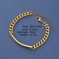 Pulsera cubana dorada de acero inoxidable con placa rectangular para personalizar - Chapado en Oro 18K