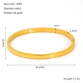 Detail view of 18k gold plated stainless steel bangle with 4mm width and dimensions - 4mm Width Gold