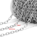 8mm silver stainless steel DIY curb chain links with 2mm wire thickness on spool - Steel Color (2mm Wire 8mm Wide 1:1 Mesh Pattern Cross Chain)