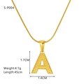 Detailed view of golden letter A pendant with embossed texture and a sleek snake chain - Letter A (S-P004-A)