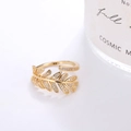 Eleganter 18K vergoldeter Olivenblatt Ring mit funkelnden Zirkonia-Akzenten, offen - Einstellbar Offen / Gold
