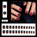 Set di 24 unghie finte sfumate nero e rosso opaco in stile vintage retrò - R934 Velluto retrò (Stile Colla)