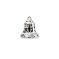 Silberne Weihnachtsglocke mit feinen dekorativen Texturen auf weißem Hintergrund - 7cm Durchmesser / Silber