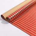 Metallic red and kraft brown striped gift wrapping paper roll with reflective finish - Christmas Series - Stripes / 43*300CM