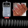 100 stuks lange puntige heldere kunstnagels in 10 maten in een transparante doos - Waterdruppelstijl / 100 Stuks / Transparant