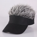 Gorra de béisbol de hip hop con peluca gris, gorra negra con visera para el sol única - Ajustable / Gorra Negra Pelo Gris