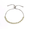 Silver adjustable tennis bracelet with marquise-cut yellow stones and sliding ball clasp - Platinum Yellow