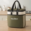 Borsa termica per il pranzo verde oliva e beige con manici rinforzati e tasca a rete - Grande Verde Militare