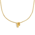 Collar de acero inoxidable chapado en oro de 18K con colgante de letra F inicial hueca - Letra F / Dorado