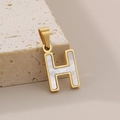 Letter H pendant in 18K gold plating with white shell inlay for women's jewelry - Letter H(KP115520-K)