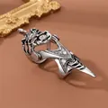 Vintage punk silver joint ring with articulated eagle cobra design and zircon accents - Adjustable Open / F-Vintage Claw Ring