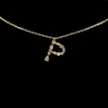 18k gold plated necklace with letter P pendant featuring vibrant colorful zircons - Letter P / Gold