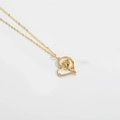 Elegant gold heart pendant necklace featuring a rose center and zircon accents - Heart Flower Style (XL3272-3) / Heart Flower (Rose)