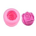 Pink 3D rose flower silicone mold and finished mousse ice cube for DIY soap making - No. 5 3 Inch Pink
