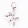 Pendentif branche argentée avec micro-zircon pour création de bijoux DIY - Style L / Or blanc