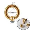 Gold stainless steel 5mm BCR captive bead ring with 16mm inner diameter and 8mm ball - 5x16x8mm / Gold