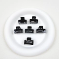 Set di sei mini mollette per capelli rettangolari nere lucide su vassoio bianco - 2.5CM Quadrato Nero Lucido Singolo