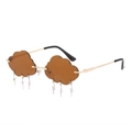 Gafas de sol marrones con forma de nube, colgantes de rayo plateados y patillas doradas - Montura Dorada Lente Marrón