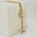 Gold 18K stainless steel long necklace with moon and star pendant on a gift box - Star and Moon Style (ZG214) / Gold