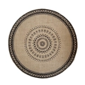 Set de table rond en jute tressé avec motif mandala noir sur fond beige naturel - 36CM / Sans Franges Motif Noir