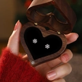 Sparkling S999 sterling silver snowflake stud earrings displayed in a heart wooden gift box - CE012_E494 / Model D / Platinum Color / S999 Sterling Silver Small