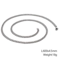 Zilveren roestvrijstalen Cubaanse schakelketting voor heren, maat 600x4,5 mm - 4.5mm / 65cm / Staalkleur
