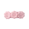 Pink embroidered three-flower hair clip for kids with soft knitted texture and BB clip - 2-Pink