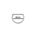 Silver G23 titanium D-shape piercing ring with 8mm diameter on white background - 8mm / Silver