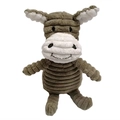 Durable grey donkey plush squeaky toy for dogs with textured corduroy fabric surface - Green Donkey