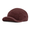 Retro wine red corduroy 5-panel baseball cap with short flat brim for men - Corduroy Material / Burgundy