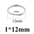 Silver stainless steel split ring connector for DIY keychains, size 1mm x 12mm - 1x12mm / Silver