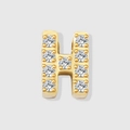 Sparkling gold letter H pendant featuring micro-set white cubic zirconia stones - Letter H-Gold