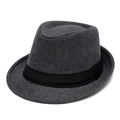 Classic charcoal grey wool felt fedora hat featuring a black grosgrain ribbon band - 58cm / Light Gray