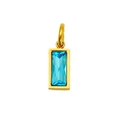 Minimalist gold rectangular birthstone pendant with emerald-cut blue crystal gemstone - December Gold (Blue Zirconia)